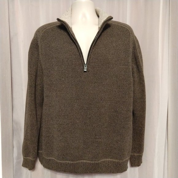 Cotton Sweater 1/3 Zip High Neck w/ Faux Sherpa - Picture 1 of 8